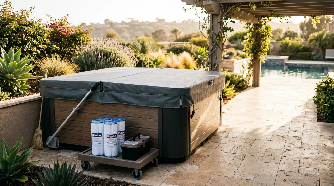 Durable spa cover protecting a hot tub