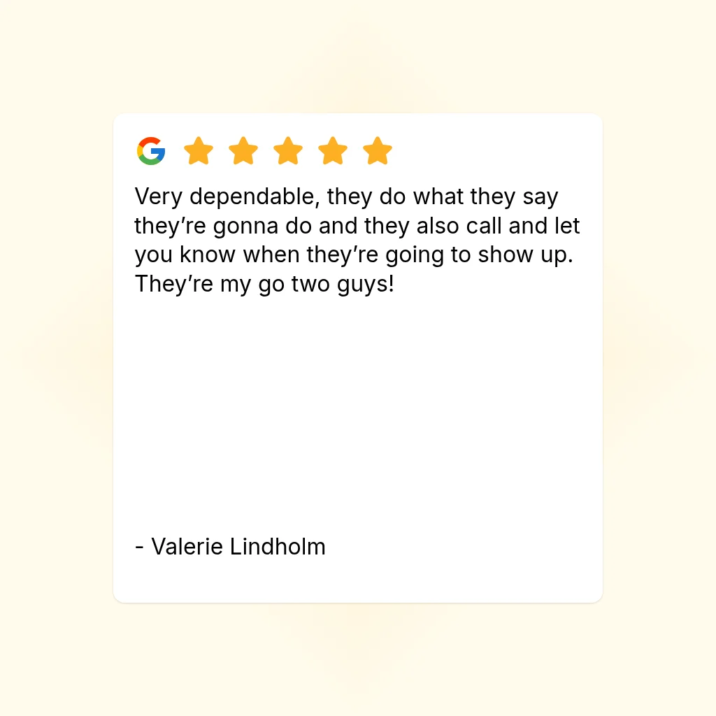 Five-star Google review testimonial about reliable hot tub repair service and communication