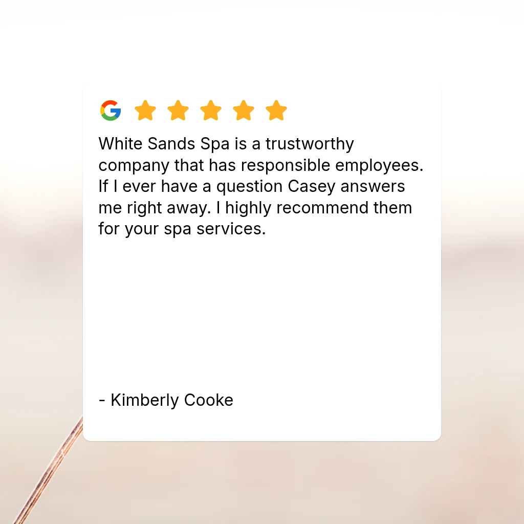 Five-star Google review praising spa service quality and employee responsiveness