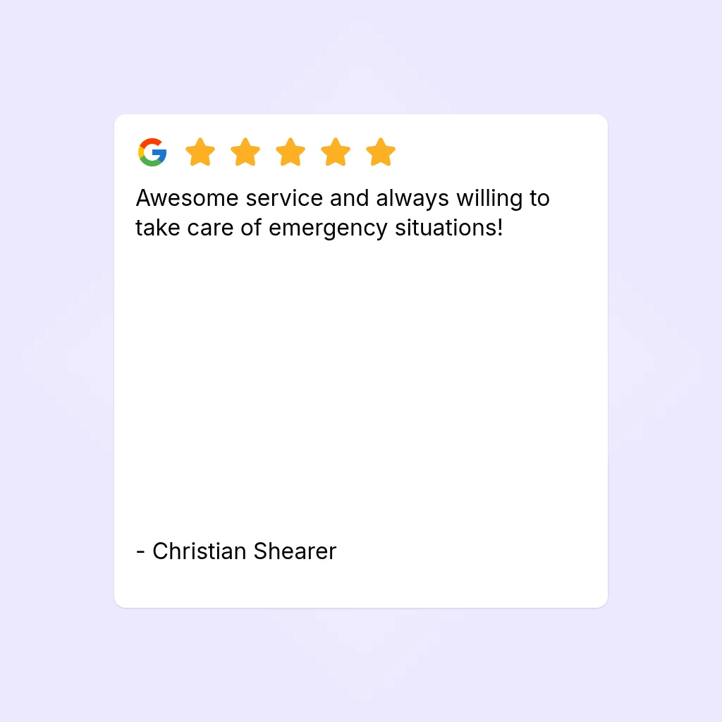 Five-star Google review praising emergency hot tub repair service